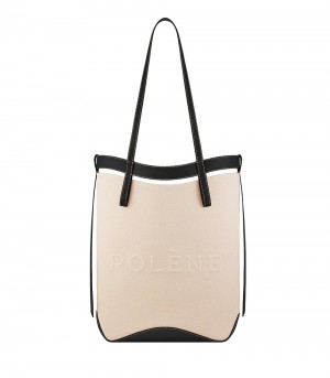 Beige / Black Polene Ilo Tote Bags | CANADA AYR278