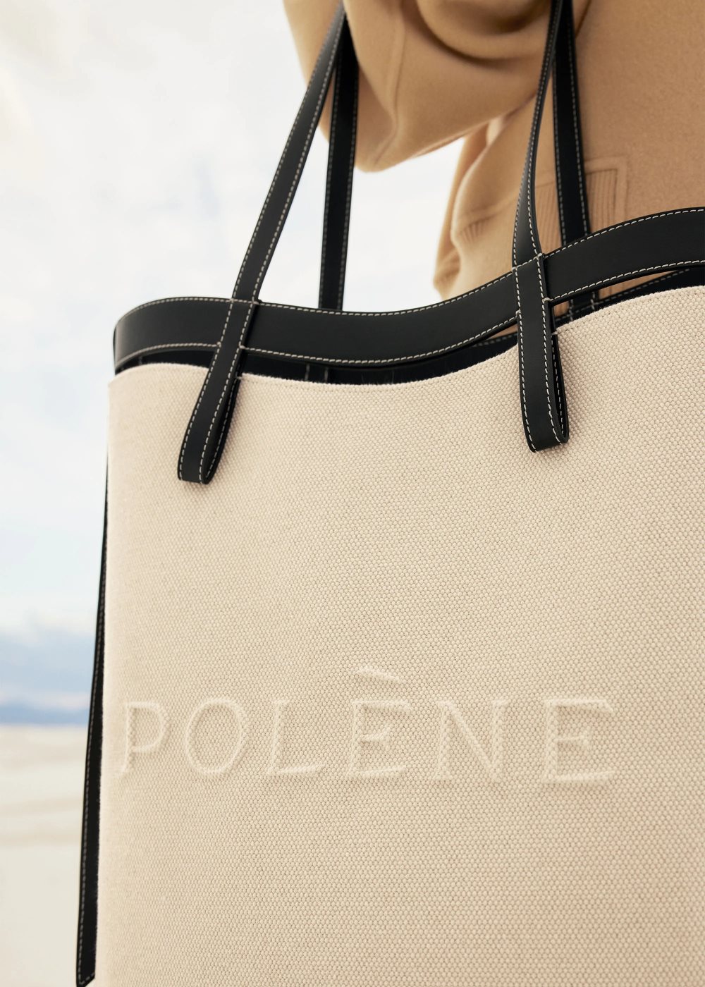 Beige / Black Polene Ilo Tote Bags | CANADA AYR278