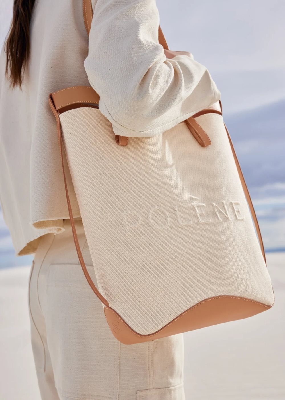 White / Brown Polene Ilo Tote Bags | CANADA GRP543