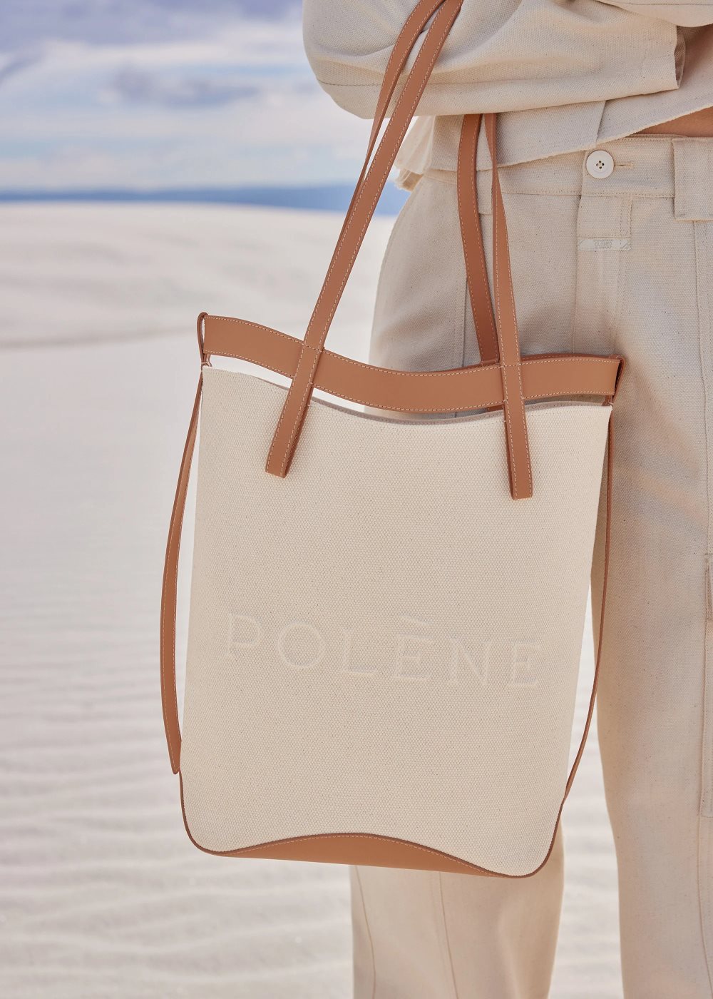 White / Brown Polene Ilo Tote Bags | CANADA GRP543